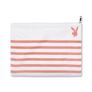 Playboy Striped Waterproof Toiletry Pouch Peach